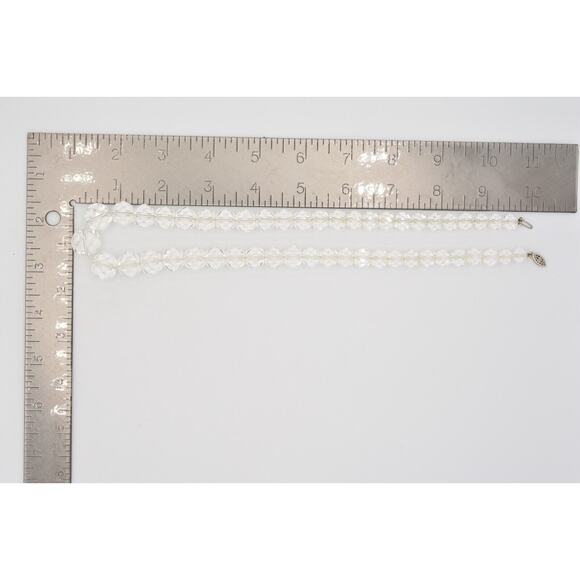 Vintage Clear Glass Crystal Necklace Faceted Beaded Sparkling Chunky 60s Bin2C - Picture 12 of 12